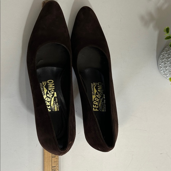 Salvatore Ferragamo Shoes Brown Espresso Suede Calf Sabrina Pump - Picture 16 of 16